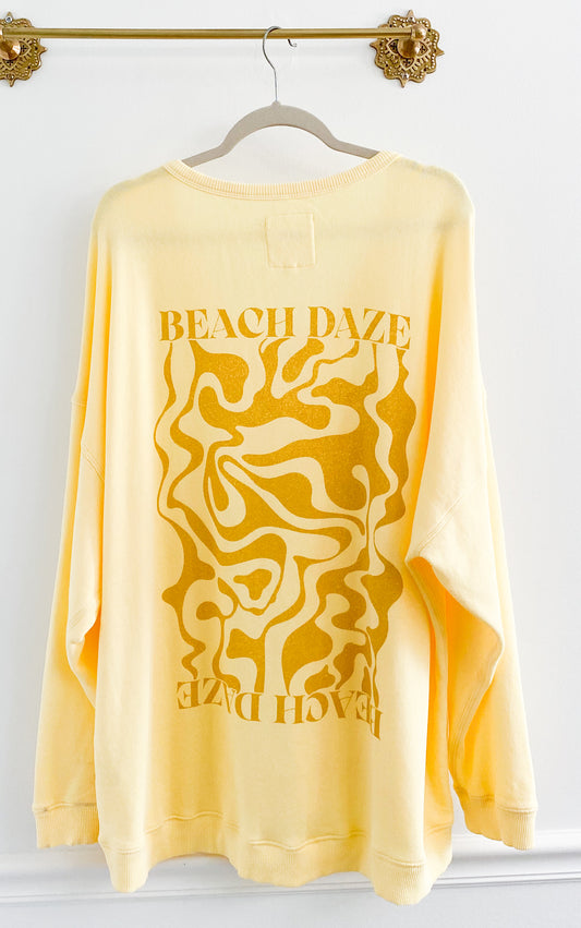 Aerie “Summer Daze” Yellow Oversized Sweatshirt Size XL