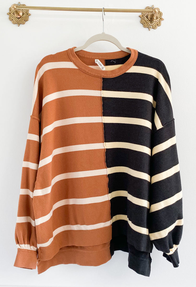 Cherry Cloth Boutique Colorblock Stripe Oversized Sweater Size S/M