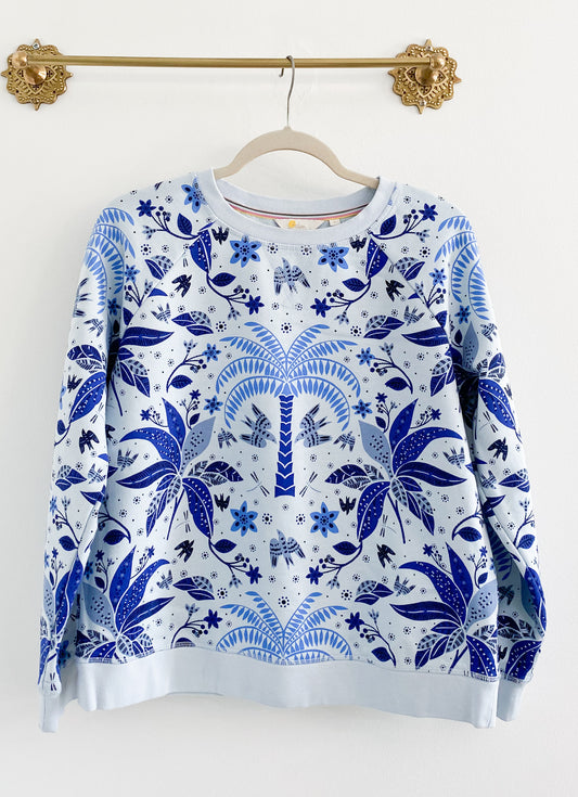 Boden Printed Cotton Blue Sweatshirt Size Medium