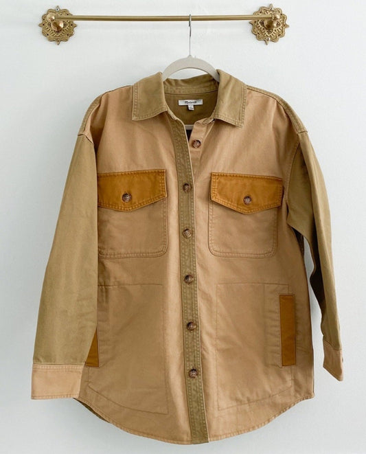 Madewell Oversized Cargo-Pocket Shirt Jacket in (Re)generative Chino Size Small