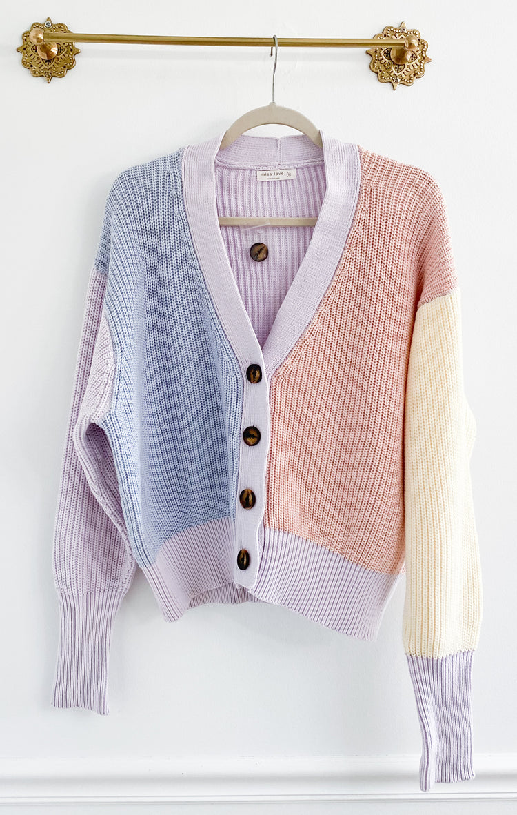 Miss Love Pastel Colorblock Oversized Cardigan Size Small