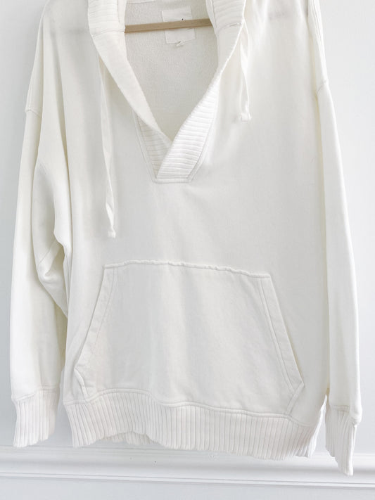 Aerie White Down To Earth Henley Hoodie Size Medium