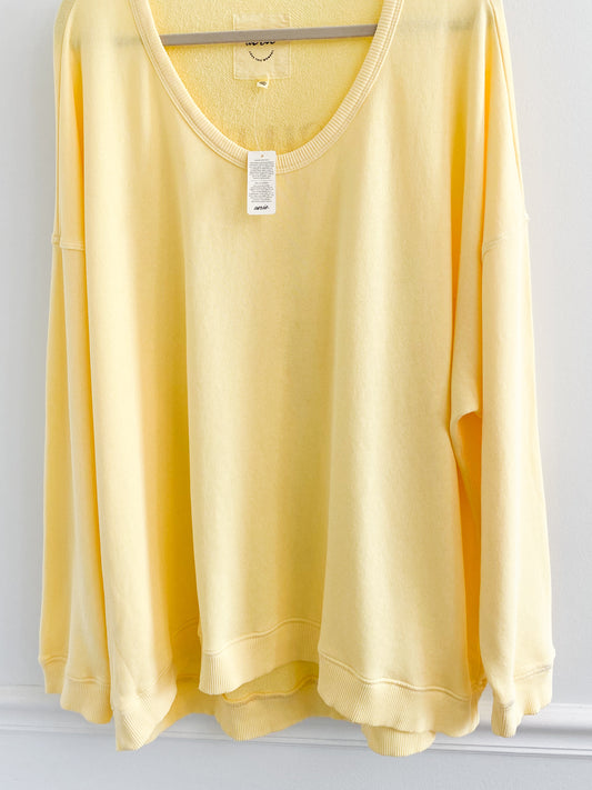 Aerie “Summer Daze” Yellow Oversized Sweatshirt Size XL