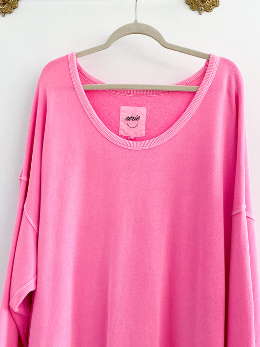 Aerie Summer Daze Pink Sweatshirt Size XL