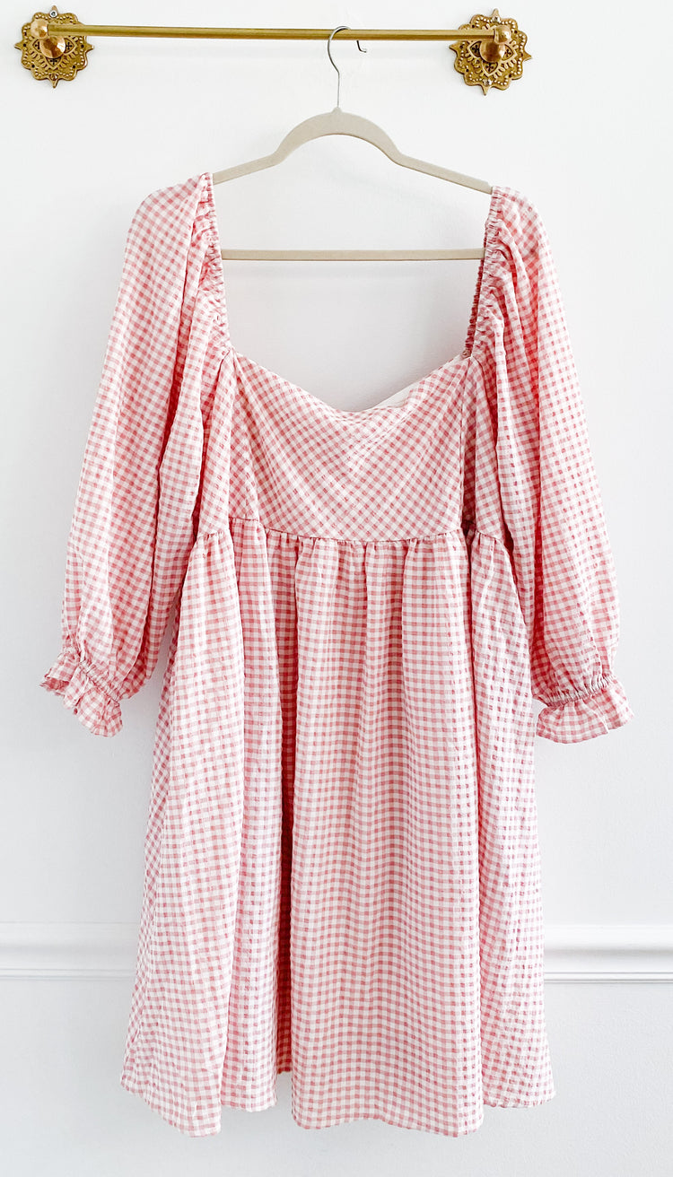 Chic Soul Boutique Pink Plaid Puff Sleeve Dress Size 2X