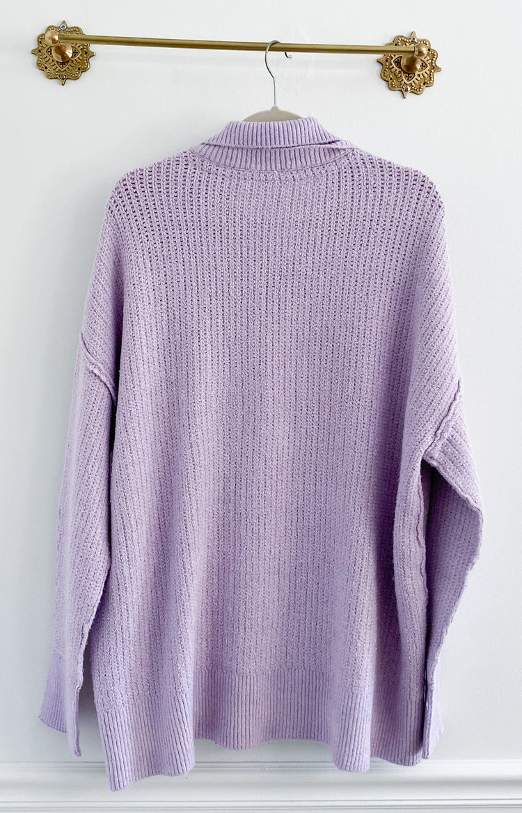 Free People Oversized Collar Lilac Tunic Sweater Size Small