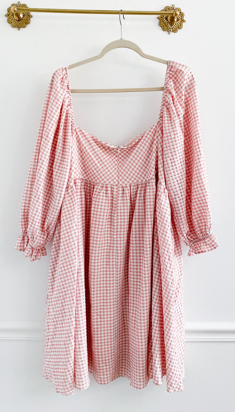 Chic Soul Boutique Pink Plaid Puff Sleeve Dress Size 2X