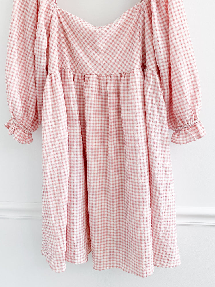 Chic Soul Boutique Pink Plaid Puff Sleeve Dress Size 2X