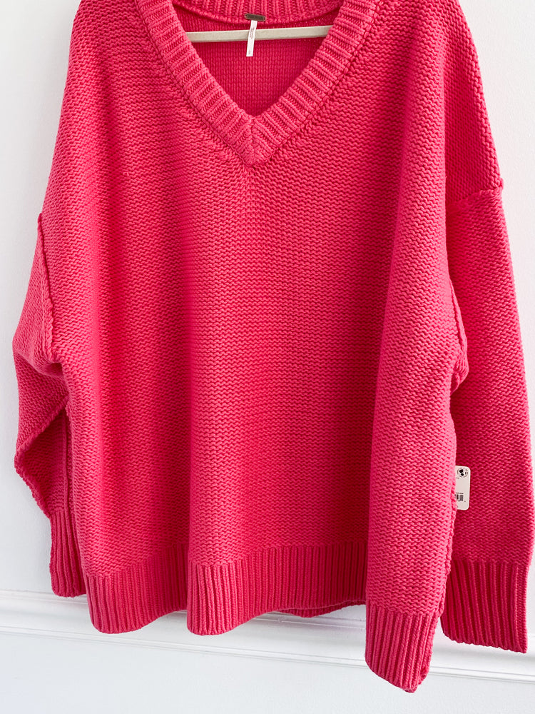 Free People “Alli” $148 Oversized V Neck Sweater Size Large