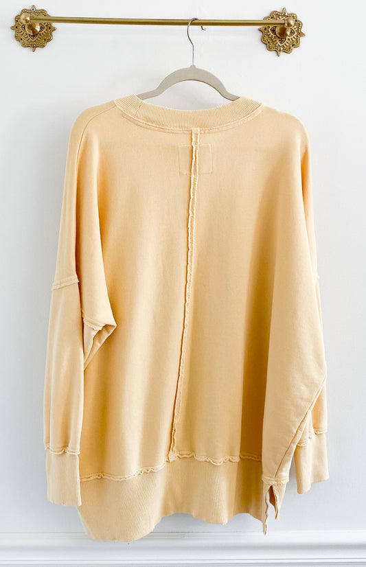 Aerie Total Optimist Yellow Graphic Sweatshirt Size Medium