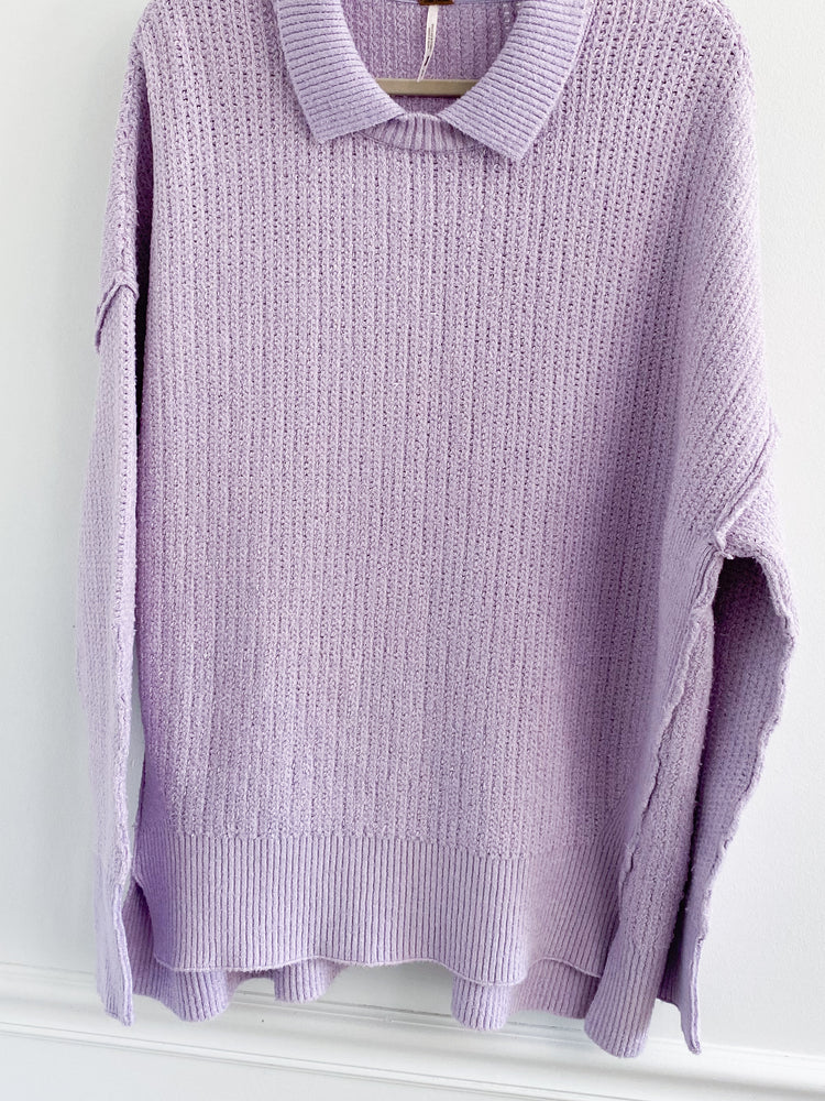 Free People Oversized Collar Lilac Tunic Sweater Size Small