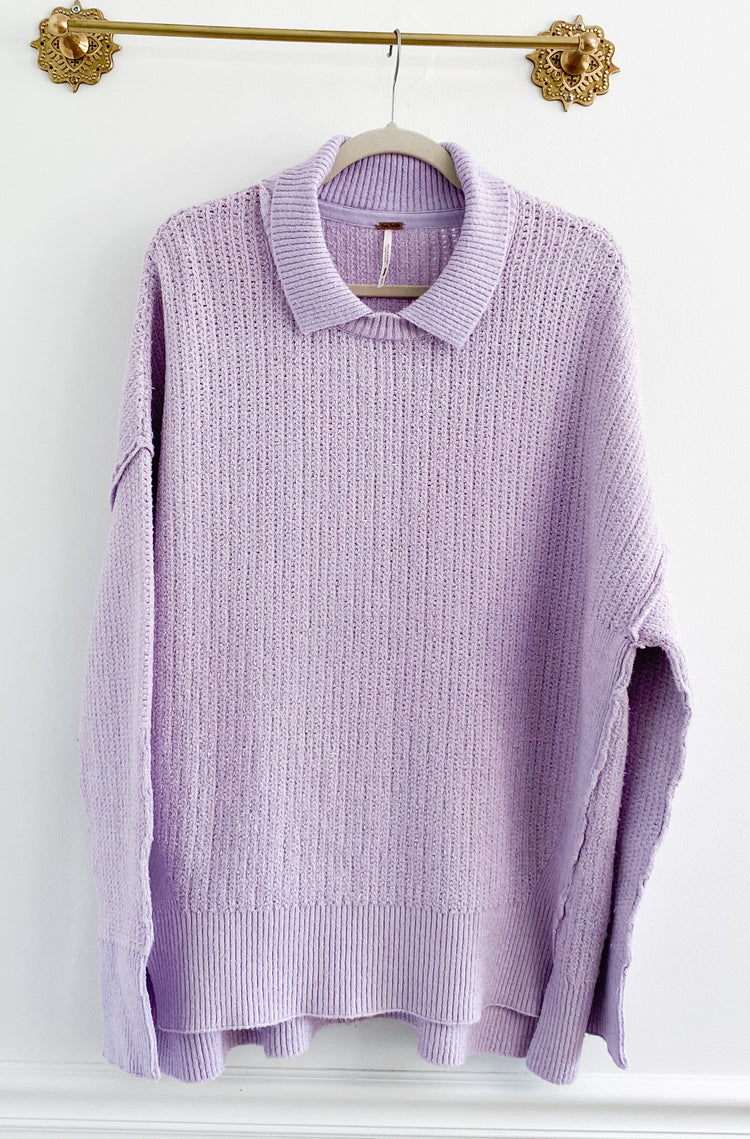 Free People Oversized Collar Lilac Tunic Sweater Size Small