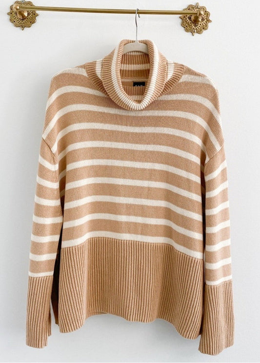 Gap 24/7 Turtleneck Stripe Split Hem Sweater Size Medium