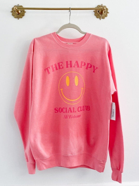 The Happy Social Club Pink Crewneck Sweatshirt Size Medium