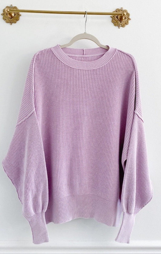 Aerie Beyond Cotton Oversized Lilac Sweater Size Medium