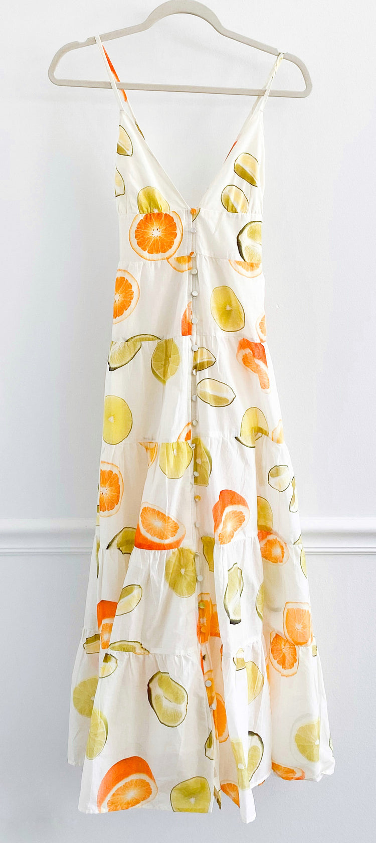 J.Crew x Eddie Parker $168 Parker Tiered Maxi Dress in Oranges and Limes Size XS