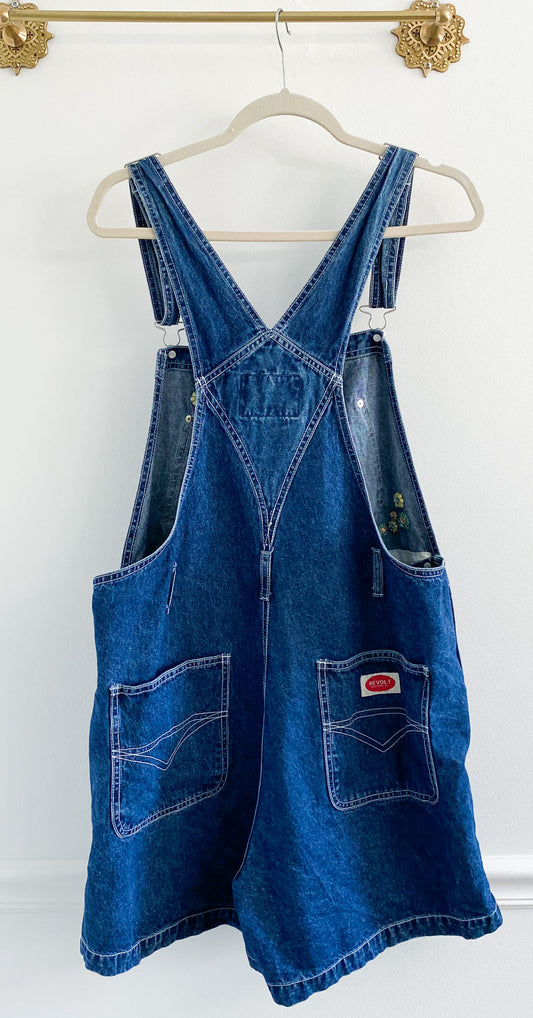 Vintage Revolt Daisy Floral Embroidered Overalls (L-XL)