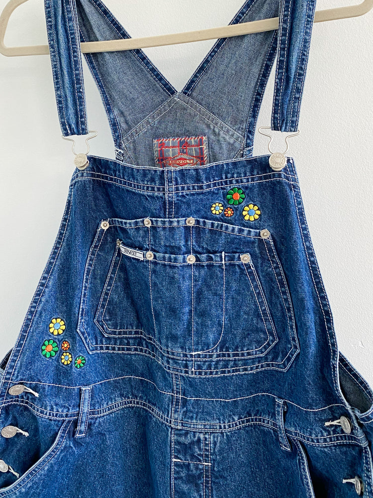 Vintage Revolt Daisy Floral Embroidered Overalls (L-XL)